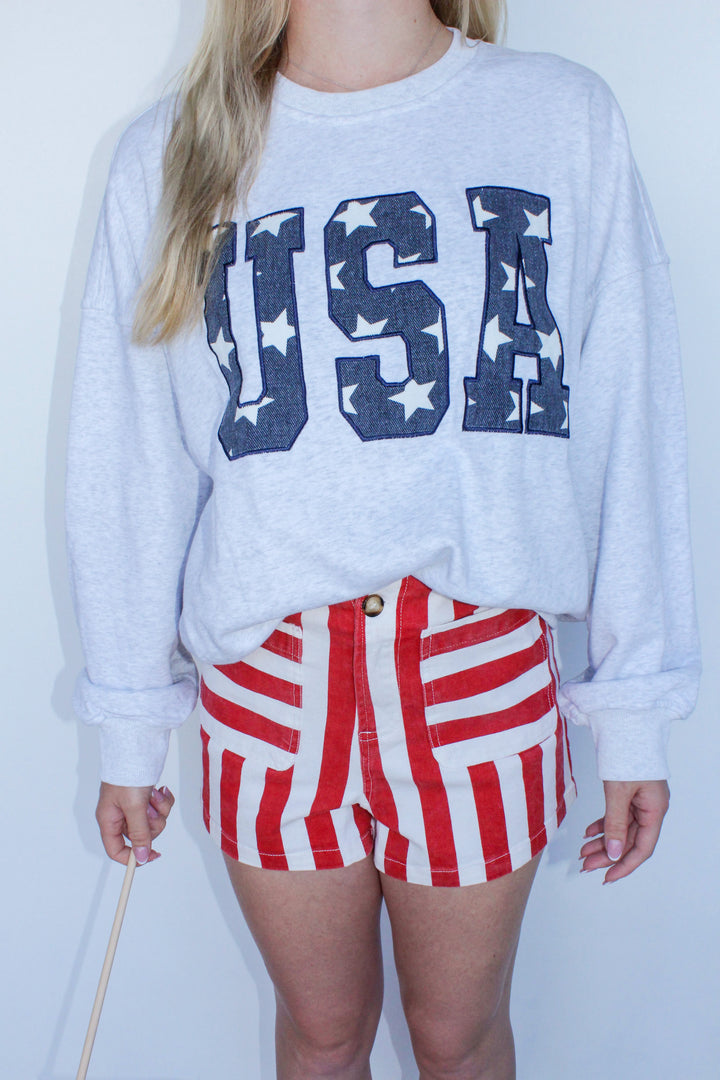 USA Stars Embroidered Sweatshirt