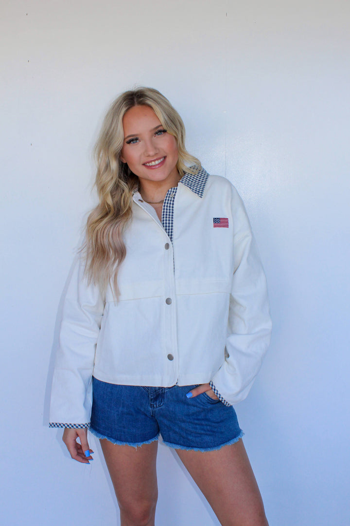 American Gingham Denim Jacket