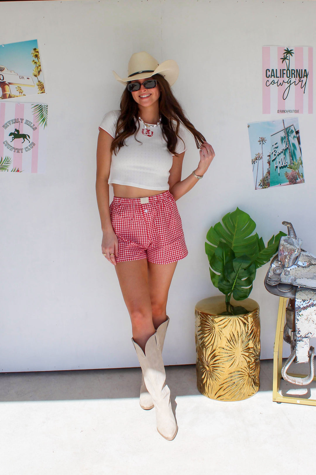 Red Horseshoe Stitch Baby Tee