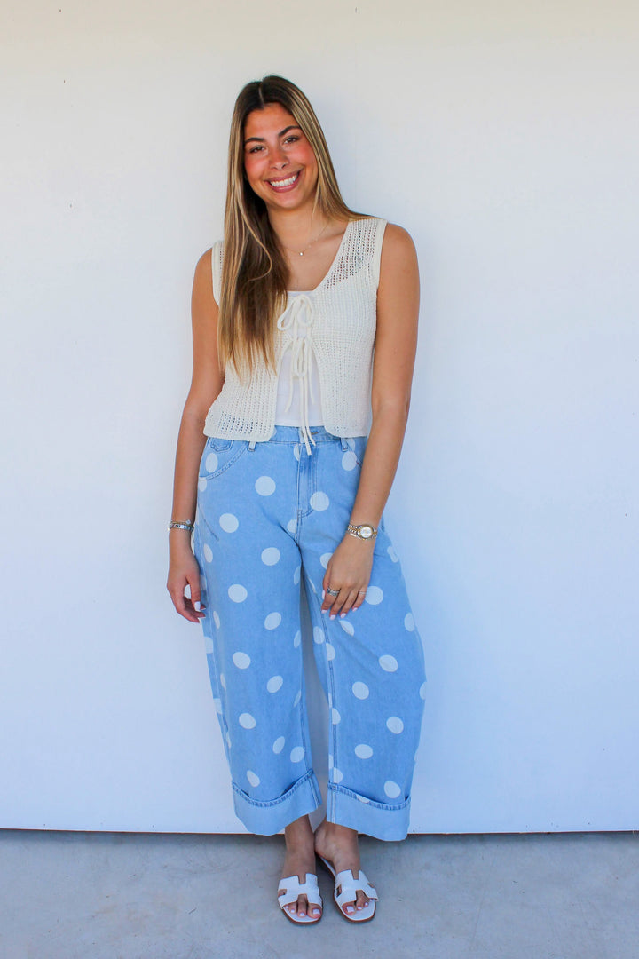 Polka Dot Cuffed Jeans