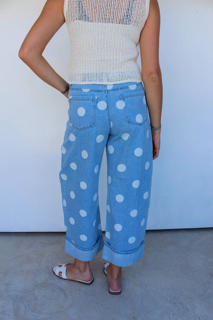 Polka Dot Cuffed Jeans
