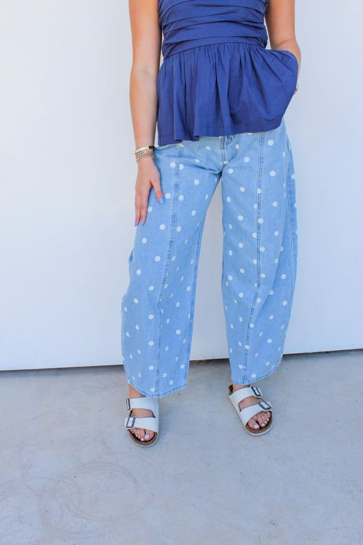 Polka Dot Barrel Jeans