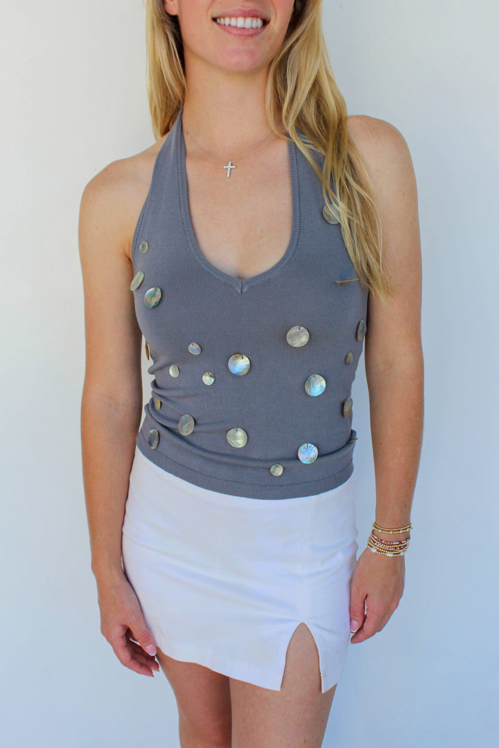 Pearl Shell Halter Top