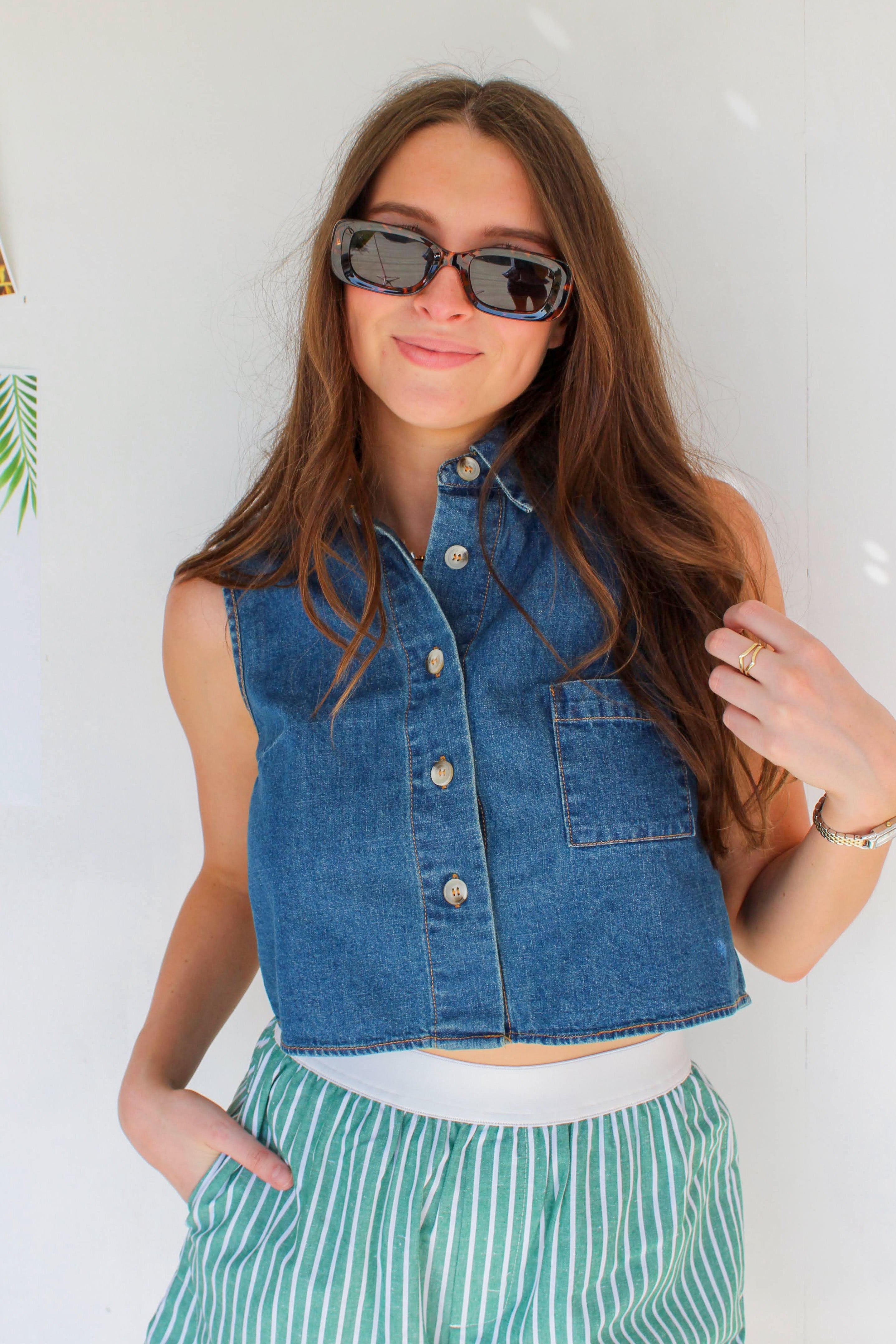 cropped denim top