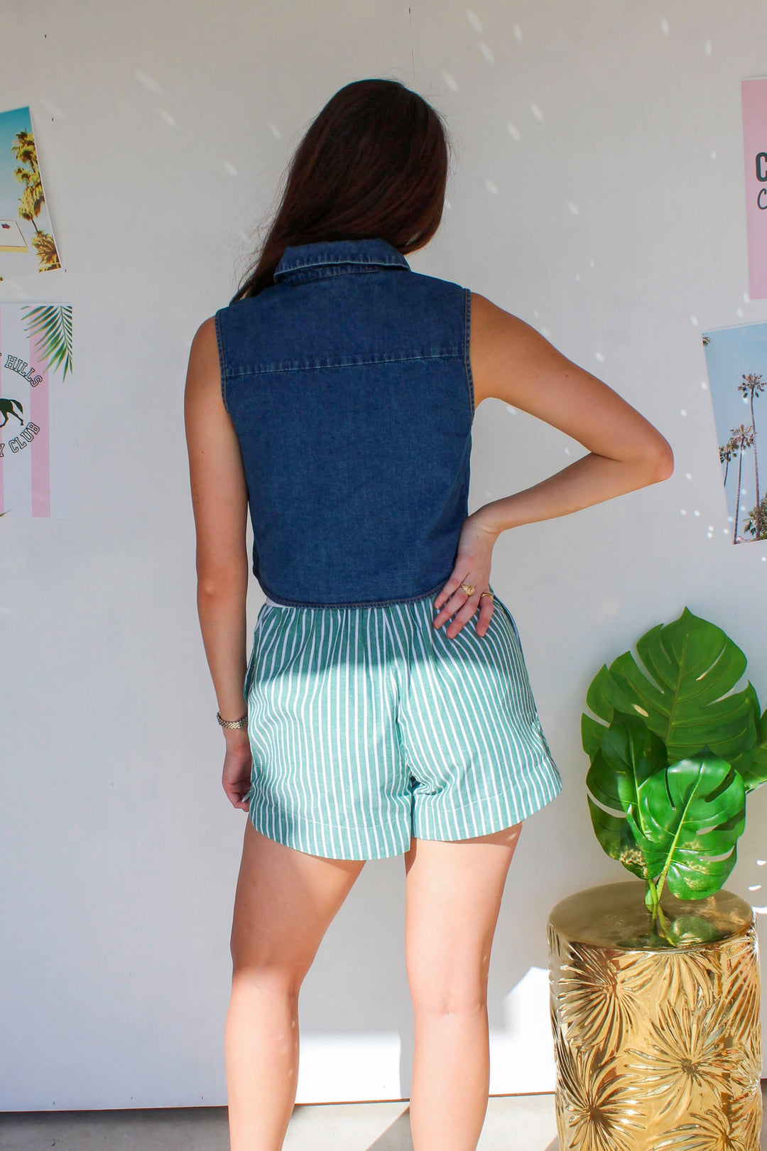 Cropped Collared Denim Button Down
