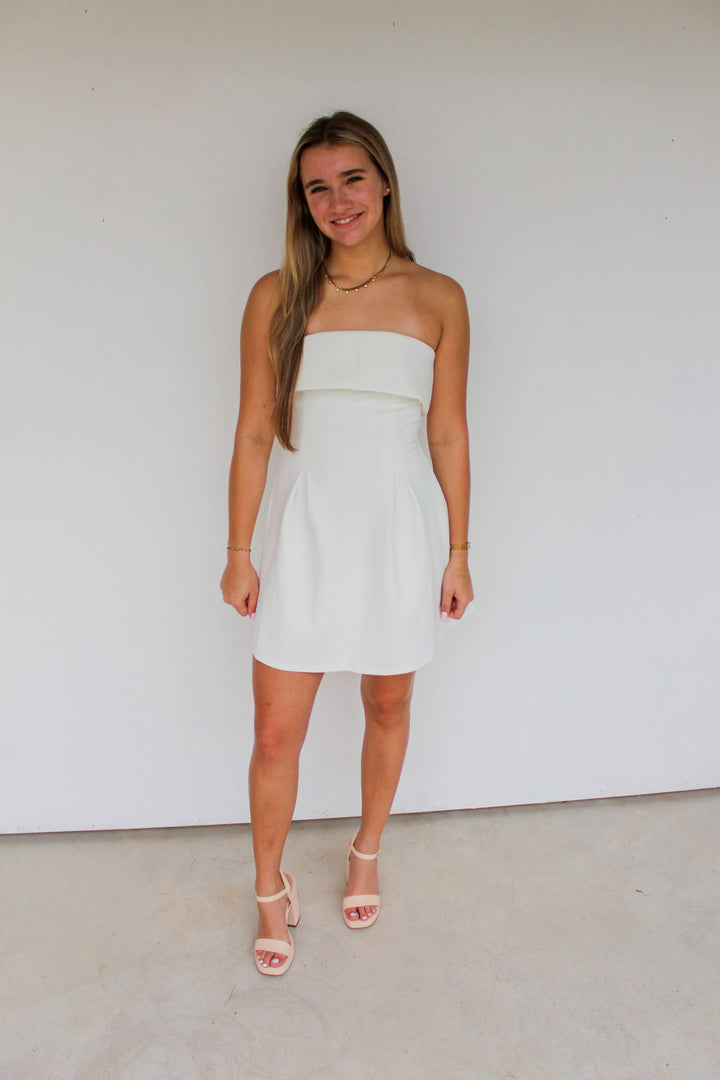 White Strapless Mini Dress