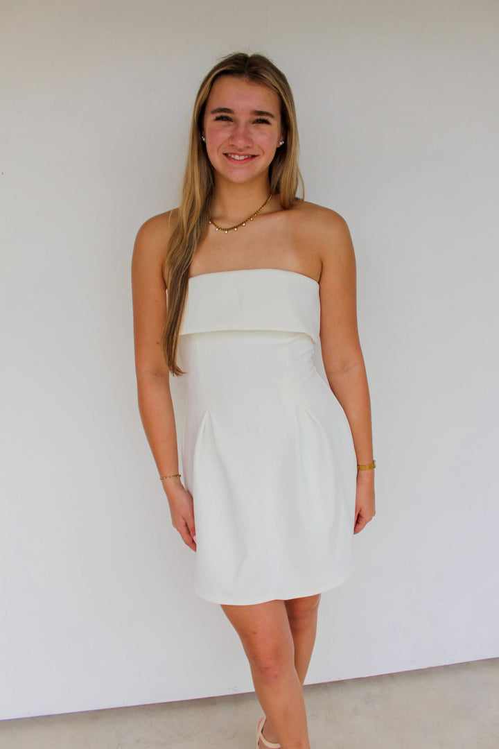White Strapless Mini Dress