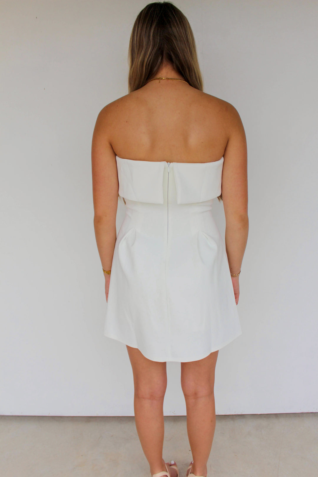 White Strapless Mini Dress