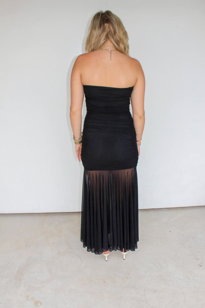 Ruched Tube Maxi in Black
