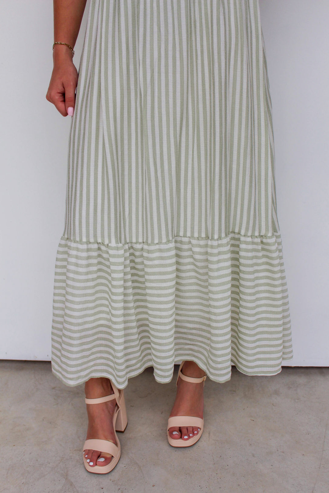 Striped Smocked Midi Dress