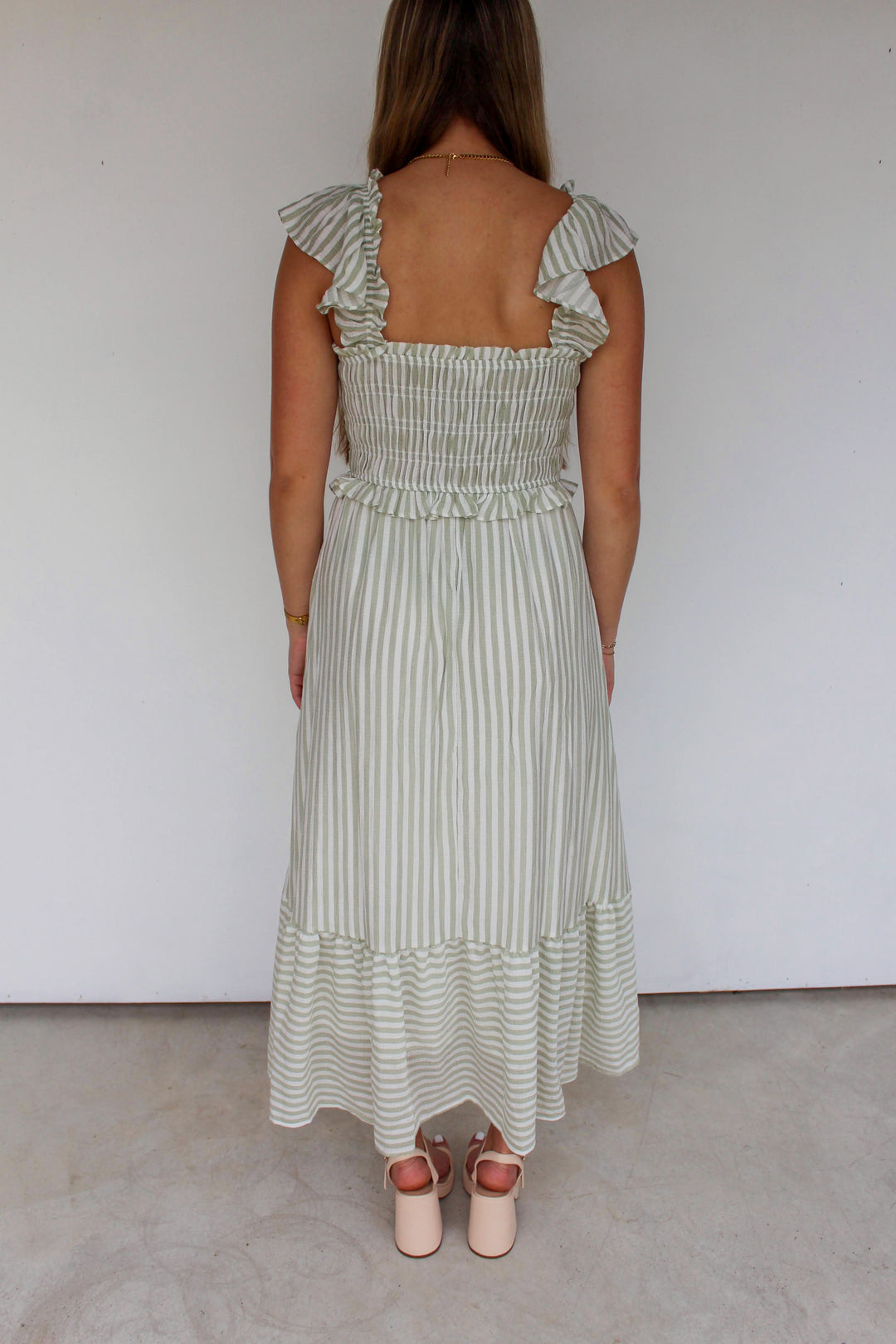 Striped Smocked Midi Dress