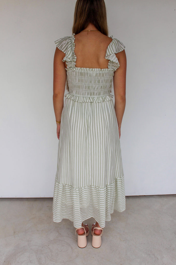 Striped Smocked Midi Dress