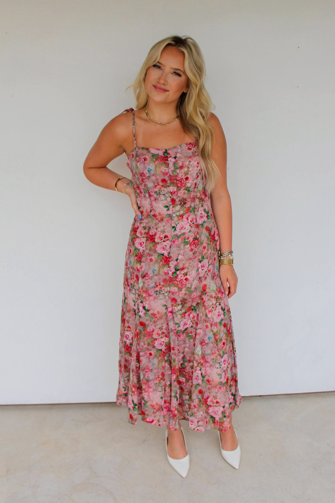 Pink Floral Maxi Dress