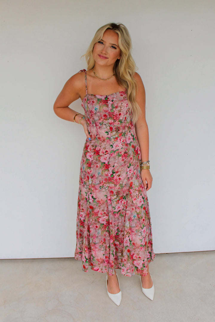 Pink Floral Maxi Dress