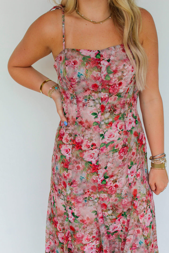 Pink Floral Maxi Dress