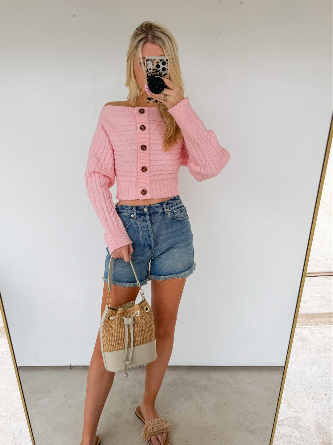 Pink Off-Shoulder Sweater