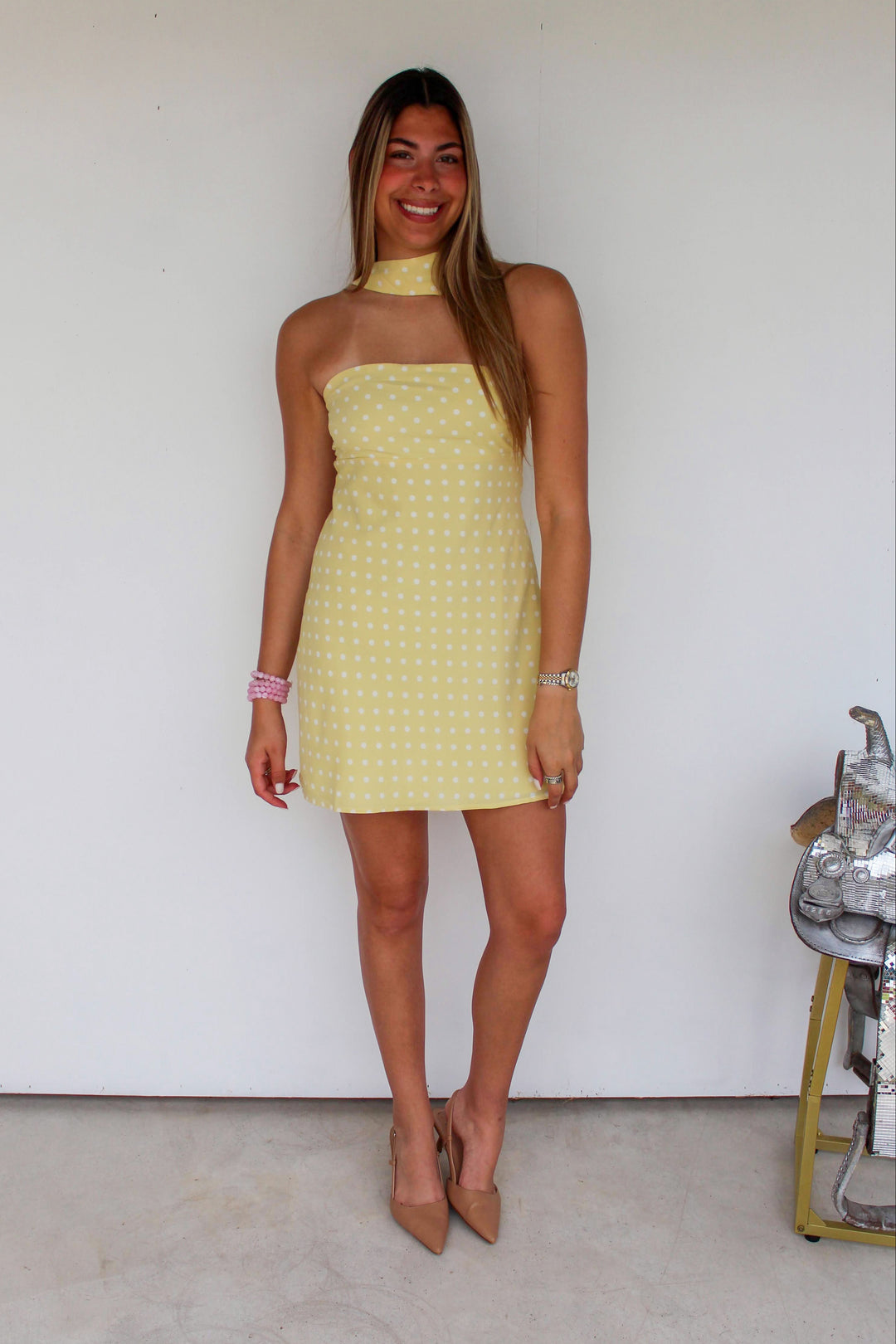 yellow polka dot dress