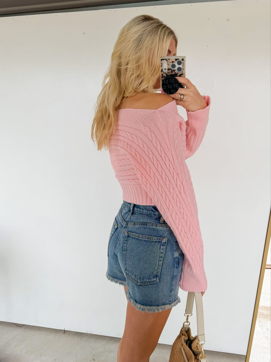 Pink Off-Shoulder Sweater