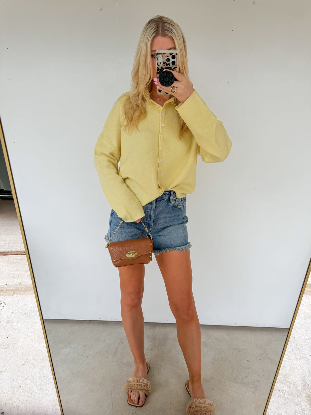 Long Sleeve Cardigan in Yellow