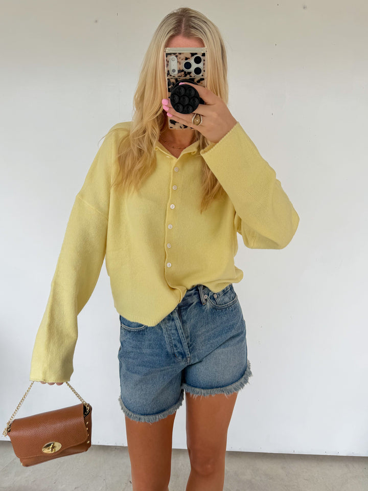 Long Sleeve Cardigan in Yellow