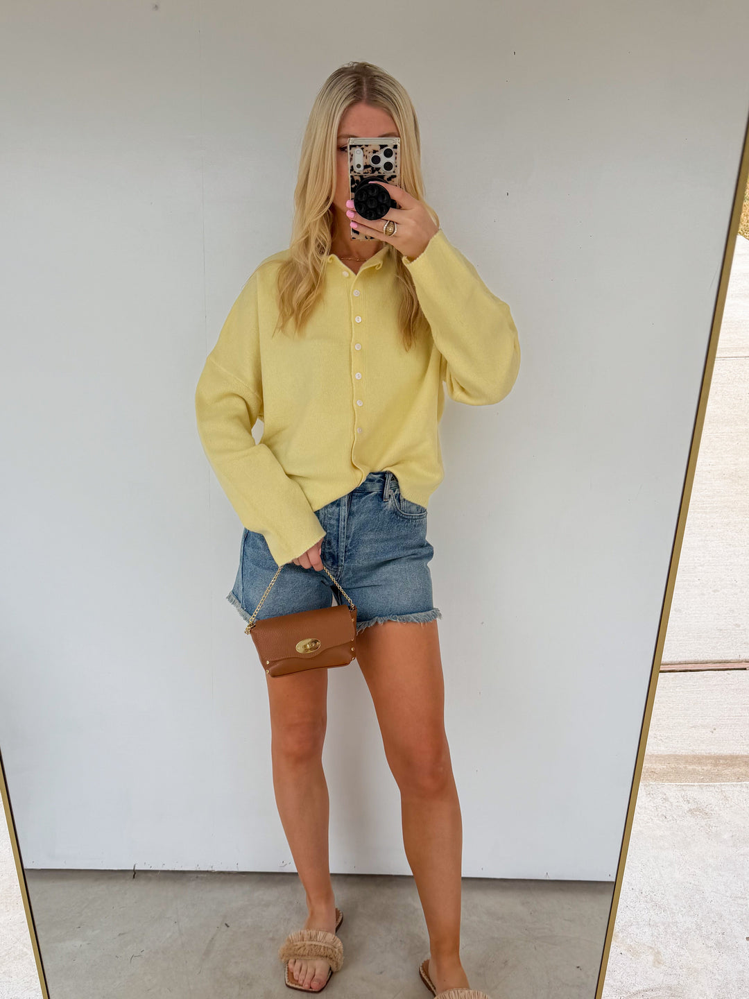 Long Sleeve Cardigan in Yellow