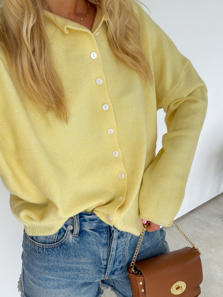 Long Sleeve Cardigan in Yellow