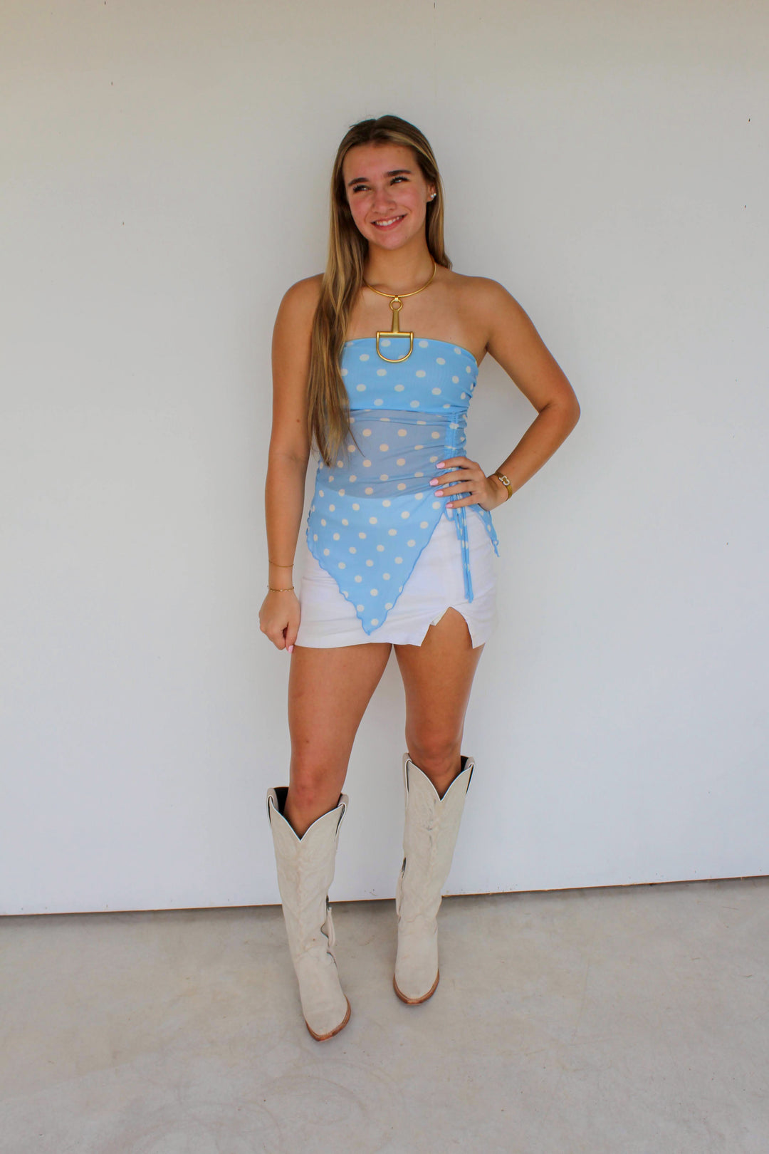 Blue Polka Dot A-Symm Top