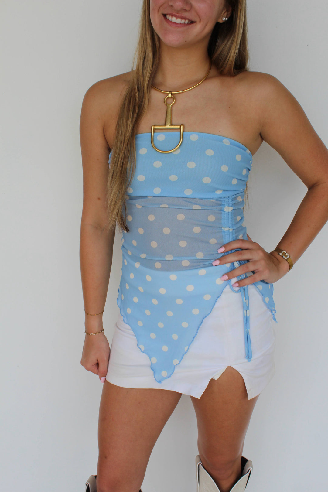 Blue Polka Dot A-Symm Top