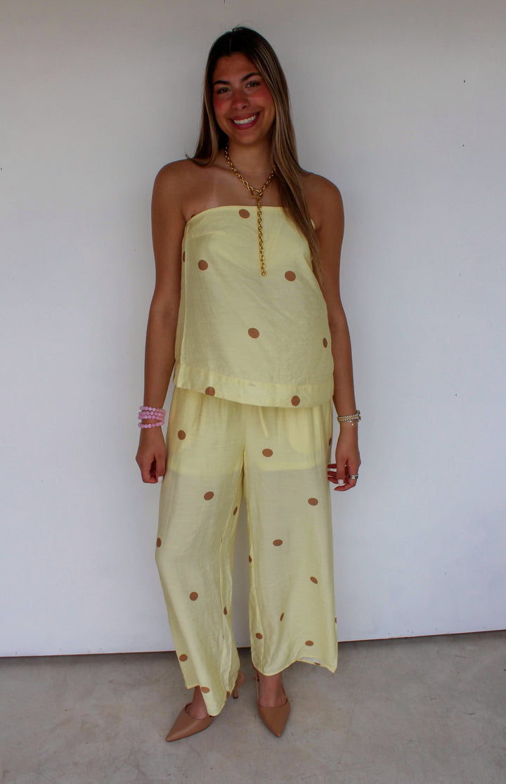 polka dot set in yellow