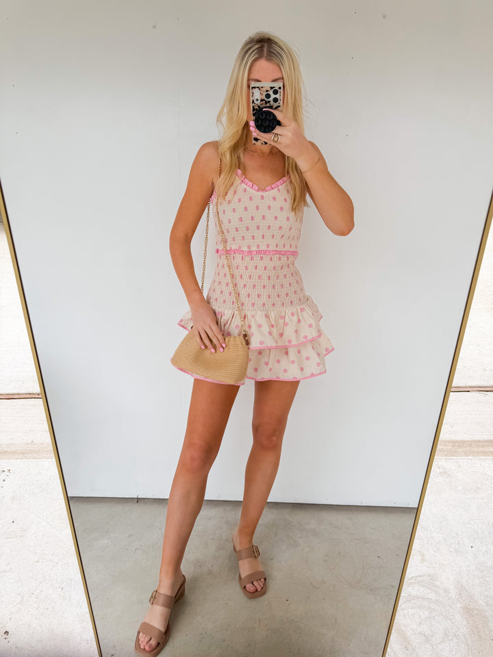 Pink Polka Dot Ruffle Dress