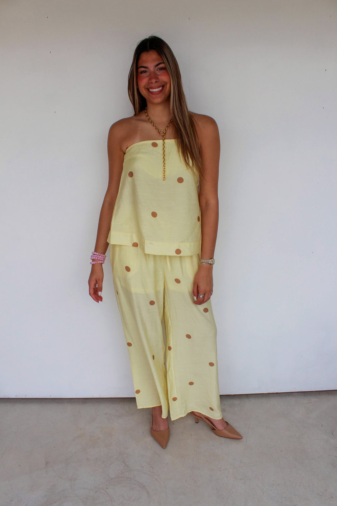 yellow polka dot set