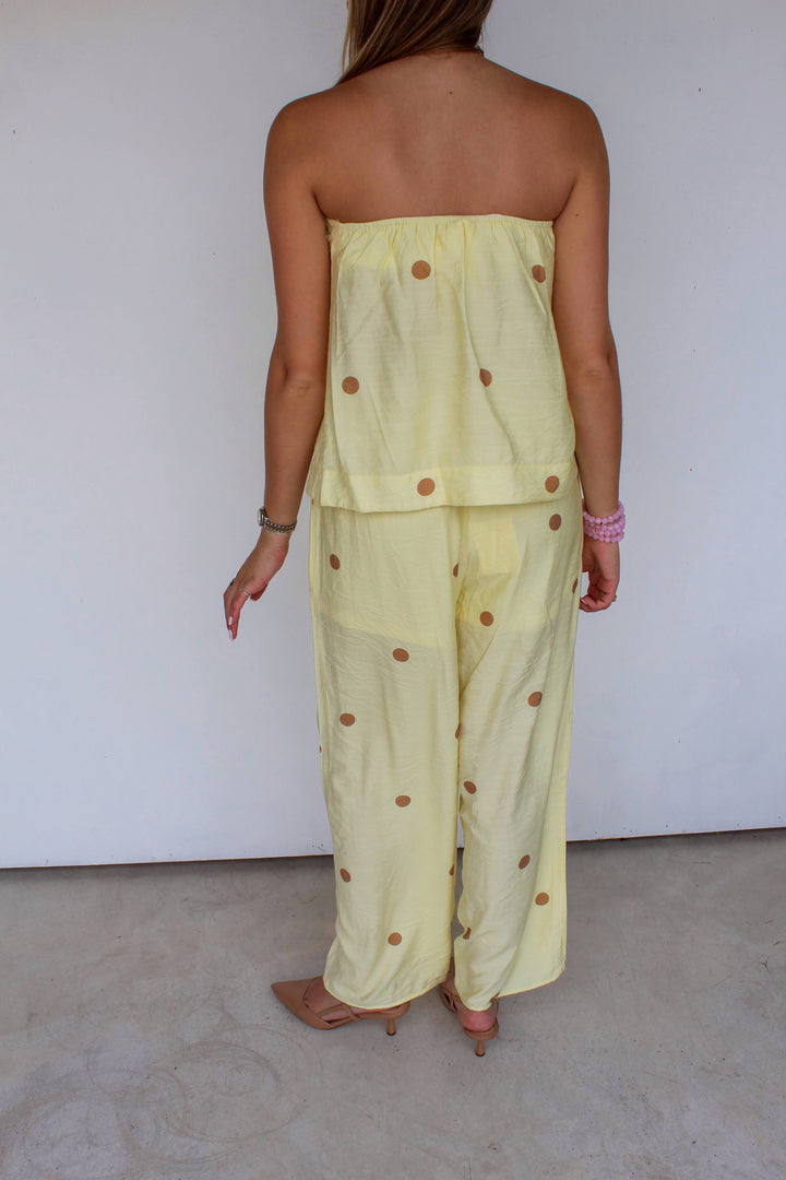 Polka Dot Strapless Set in Lemon