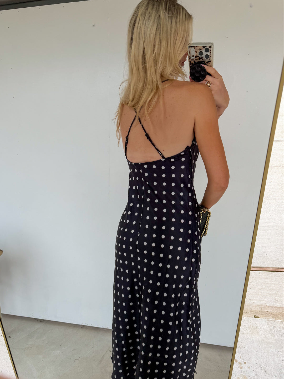 Polka Dot Cowl Neck Midi Dress