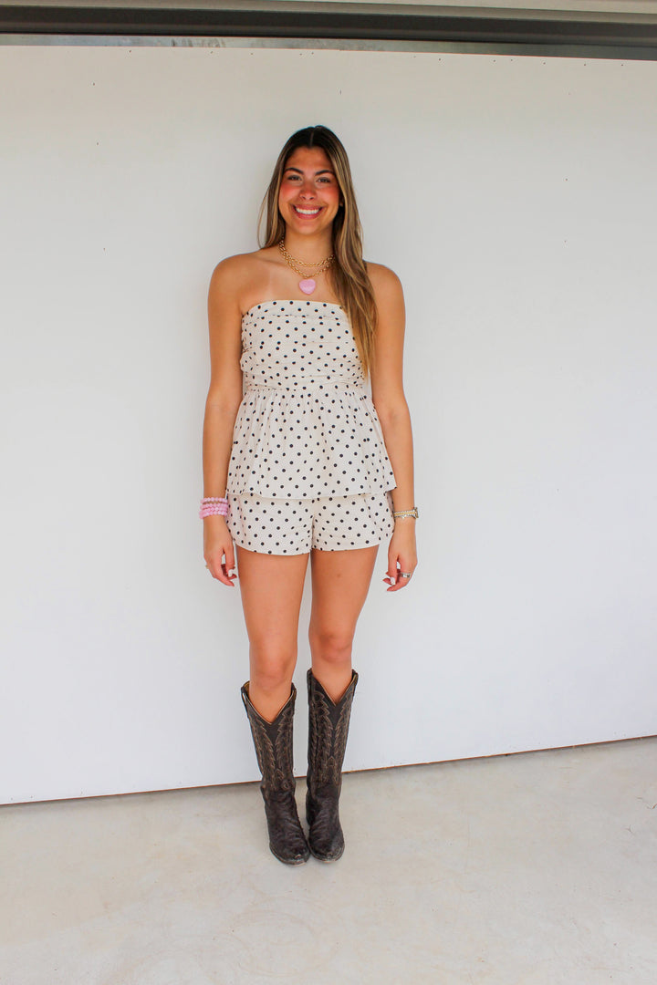 Polka Dot Short Set in Ivory