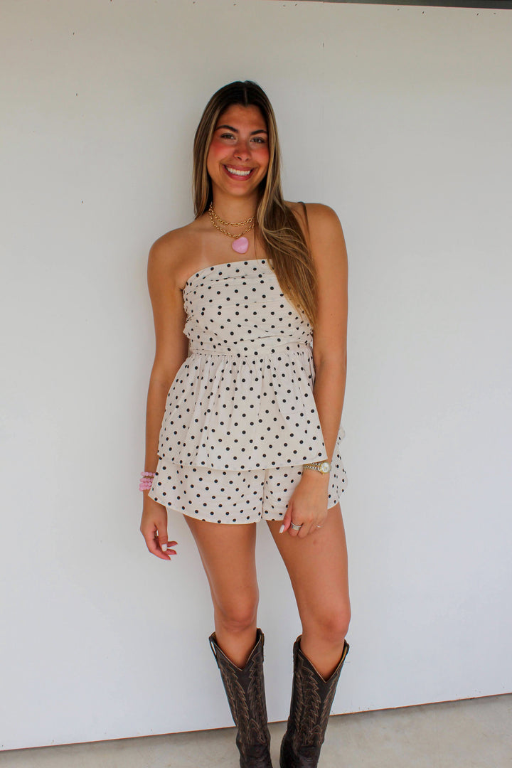 Polka Dot Short Set in Ivory