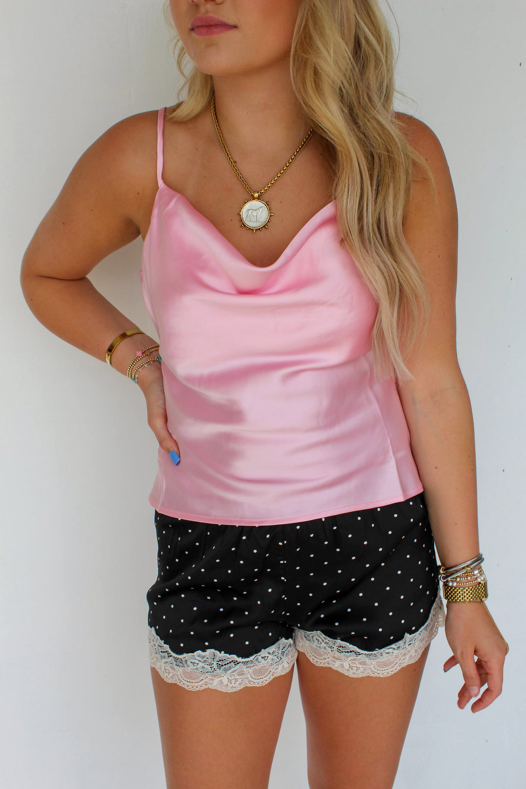 Cowl Neck Cami in Pink