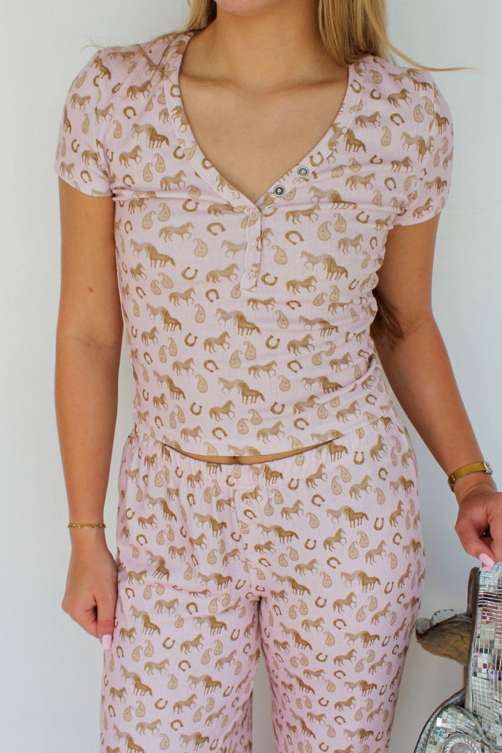 pink and brown horse Pjs