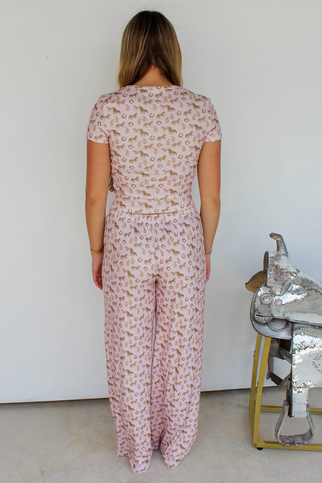 pink horse PJ matching set
