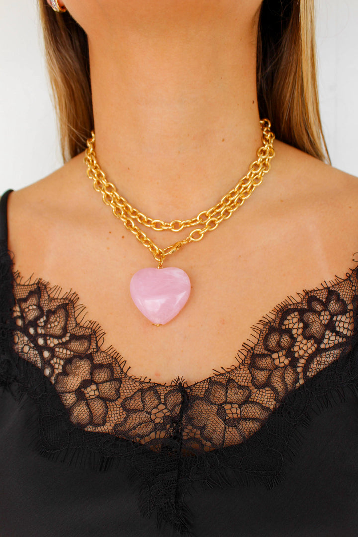 Wrap Around Pink Heart Necklace