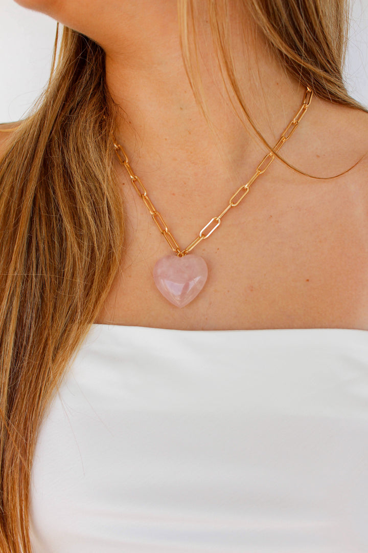 Pink Stone Heart Necklace