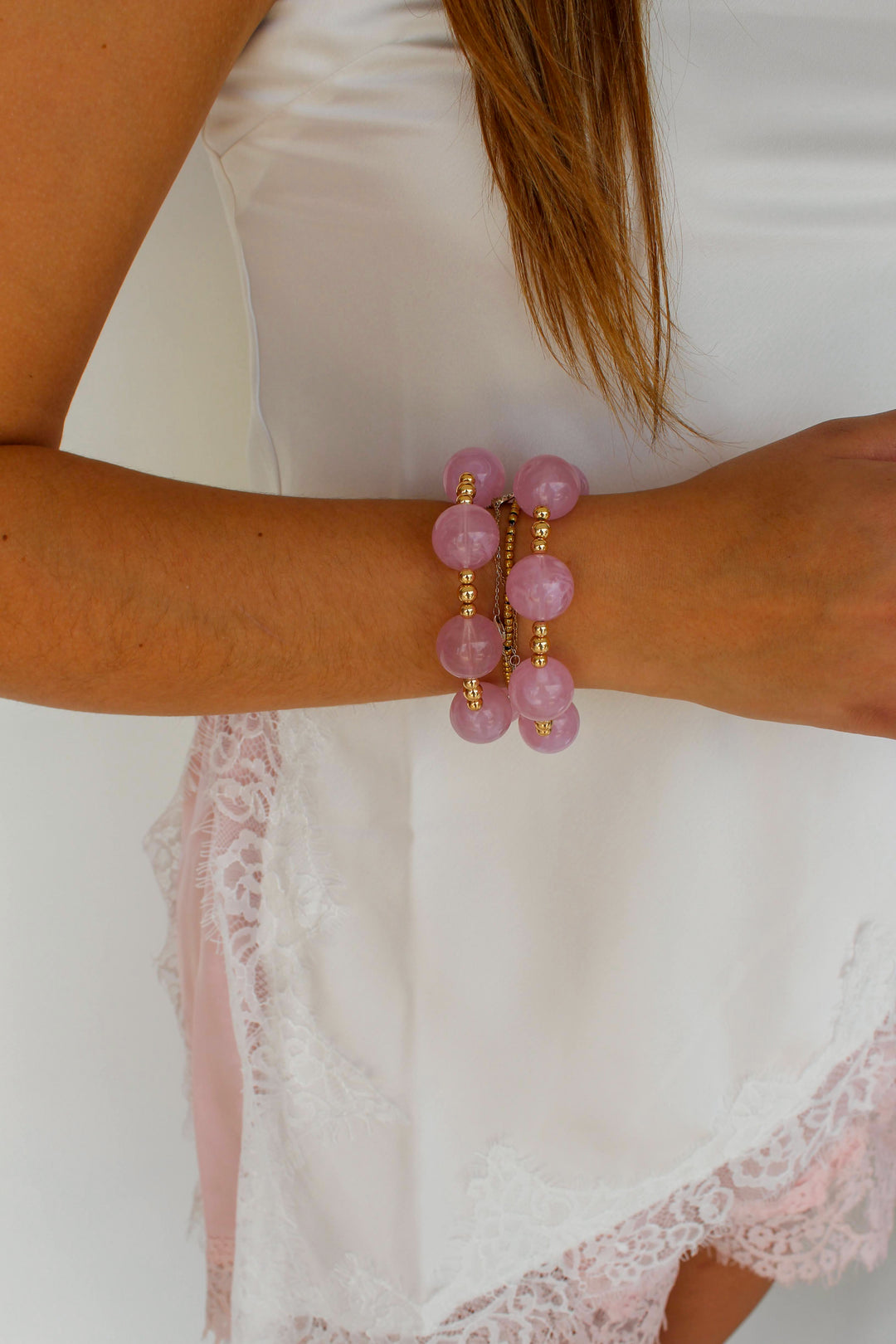 2 Pink &amp; Gold Bracelets