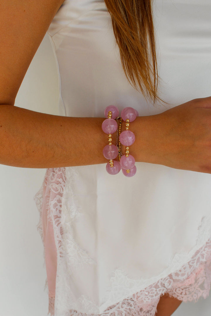 2 Pink &amp; Gold Bracelets