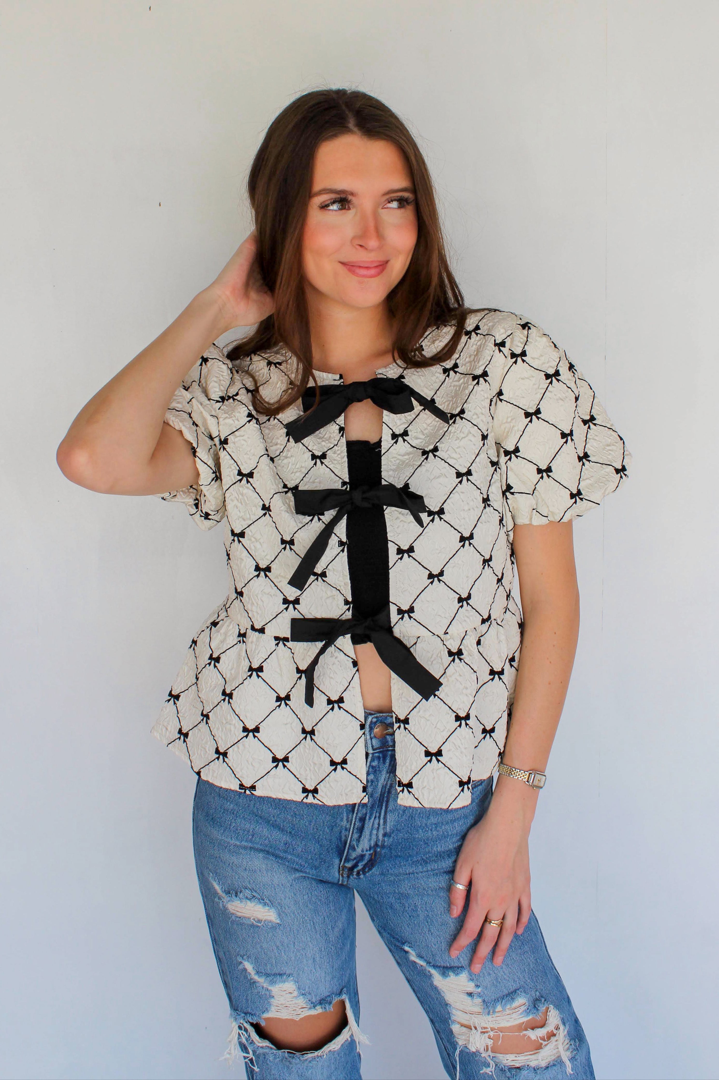 bow peplum top