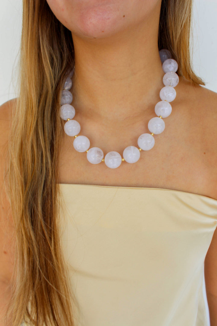 White Stone Beaded Necklace