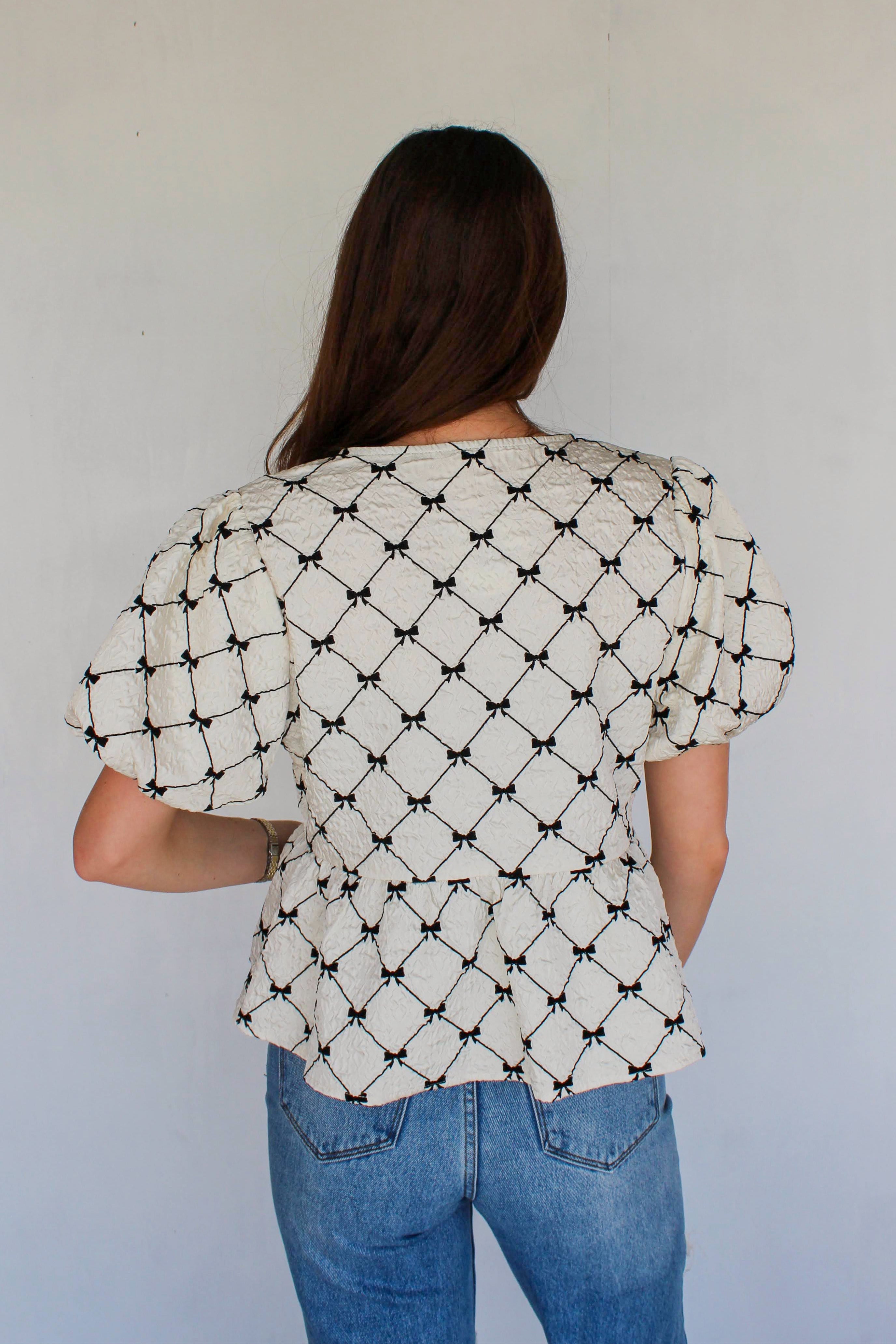 black bow peplum top