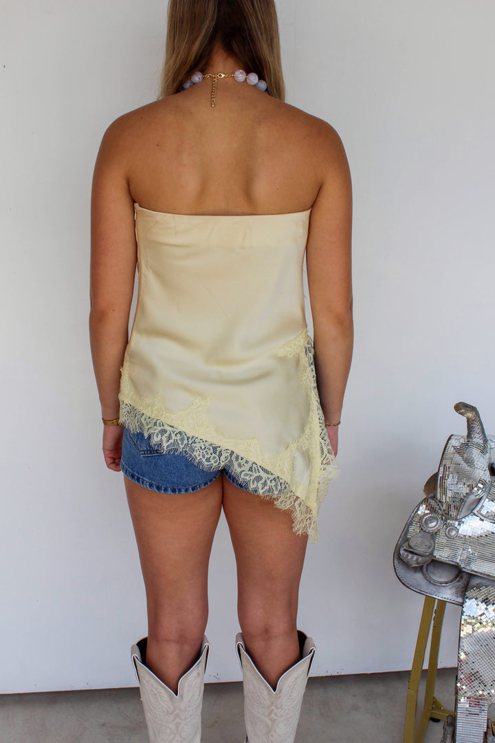 Strapless Lace Top in Yellow