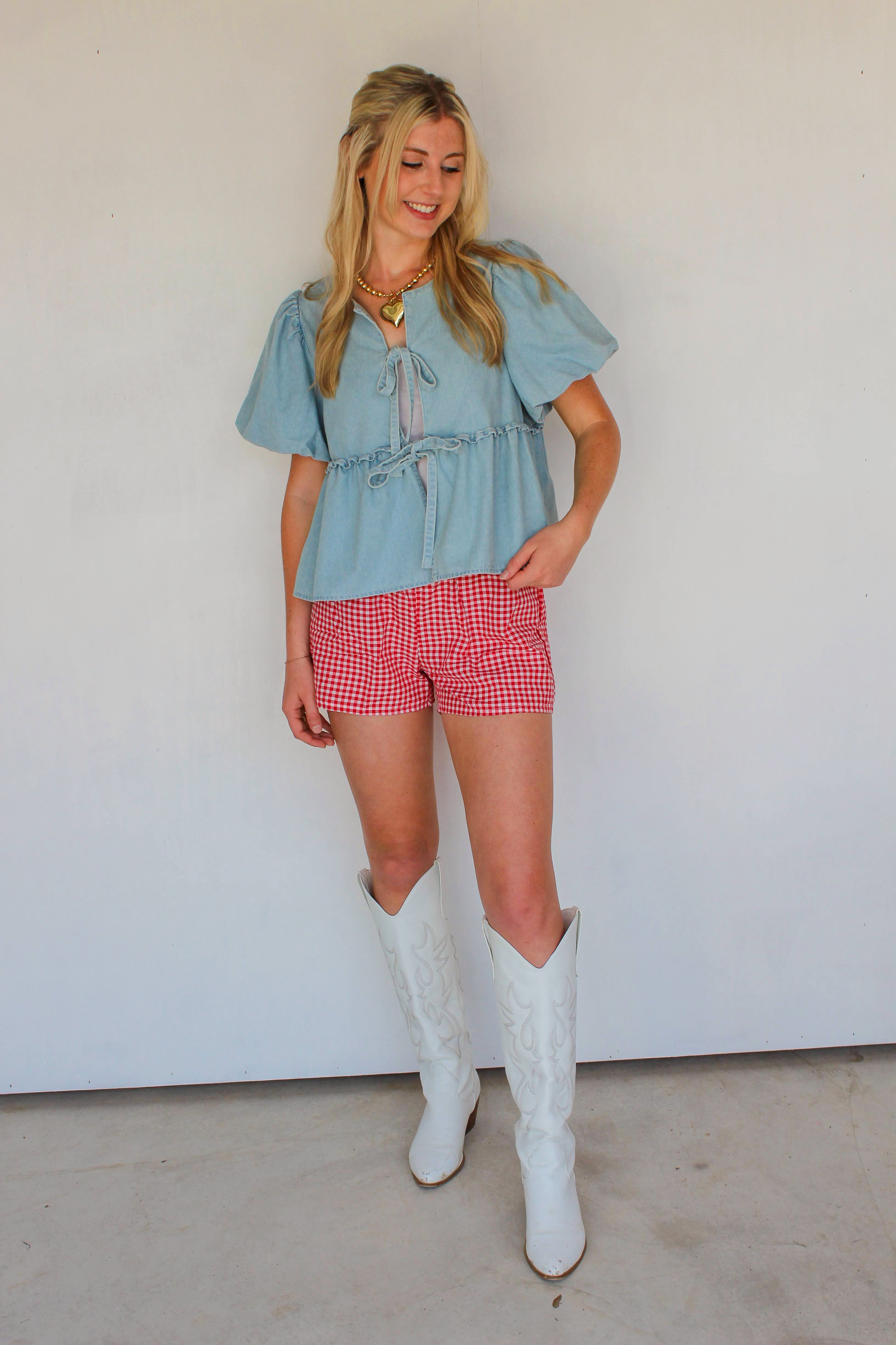 denim peplum top