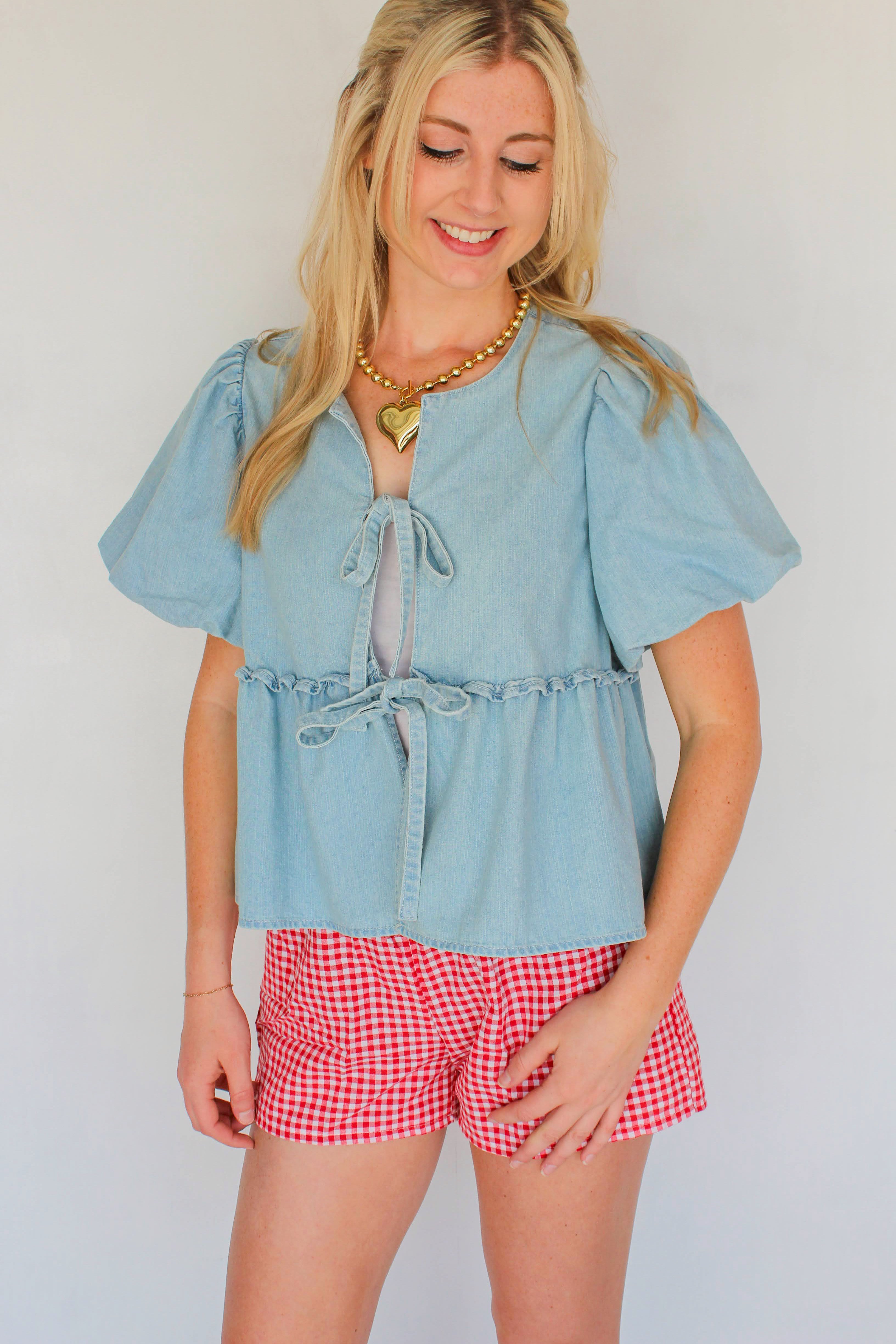 denim peplum top