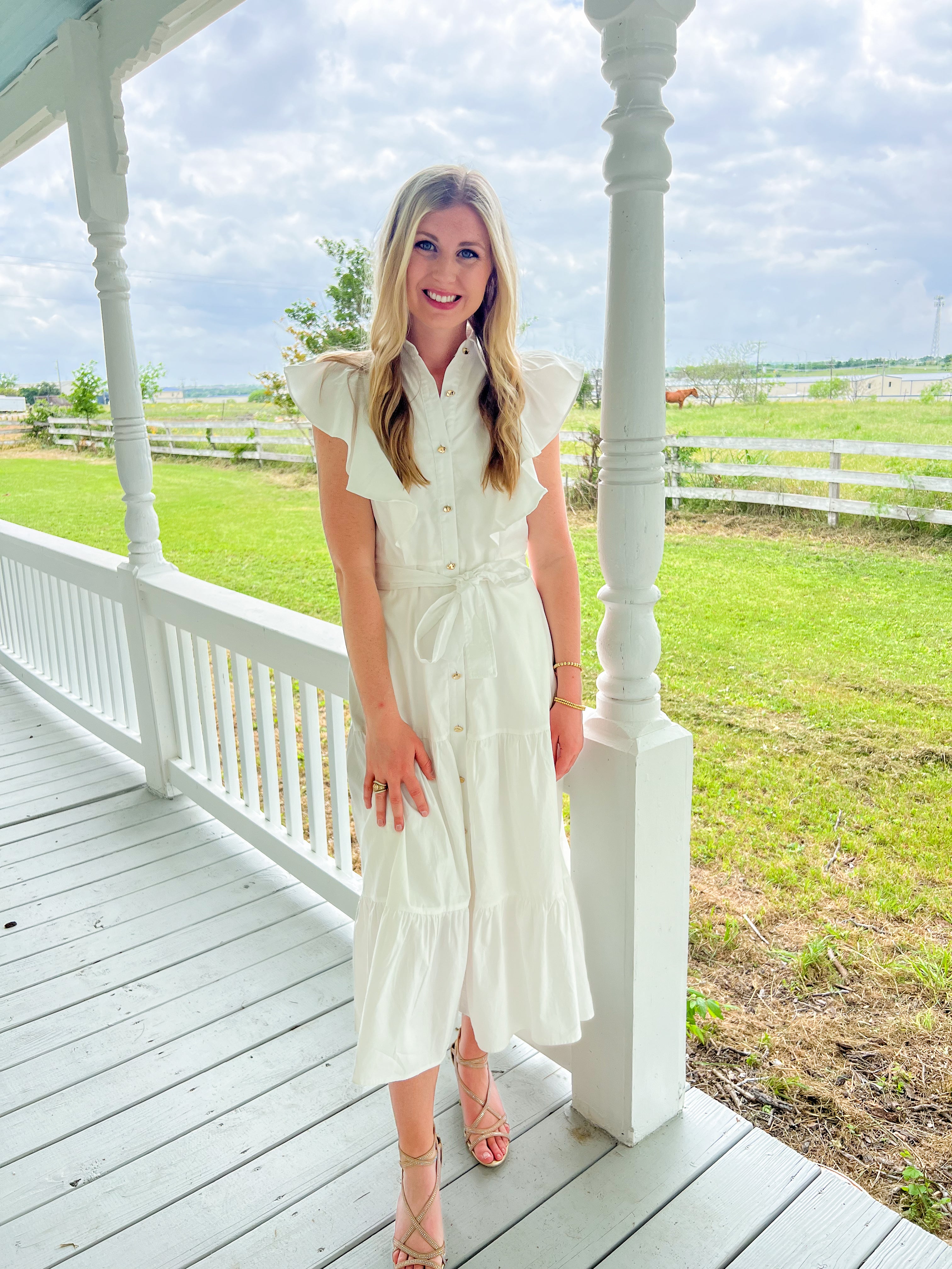 Midi Dress in White - JD Ranch Boutique