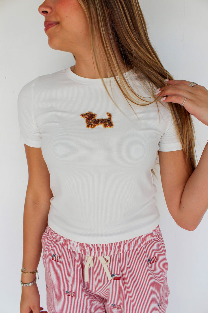 Dachshund Beaded Baby Tee